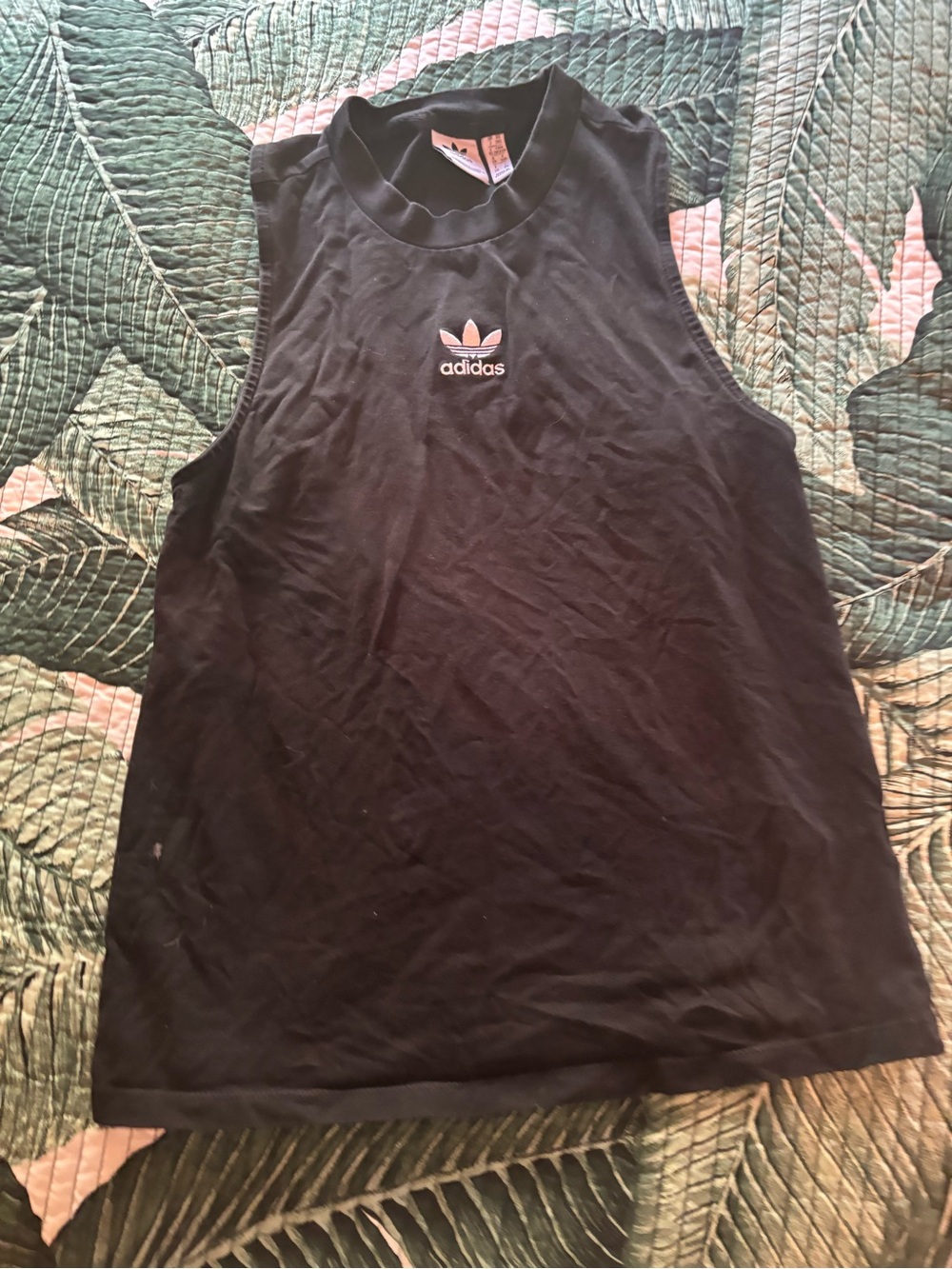 adidas Black Crewneck Tee with Trefoil Tag